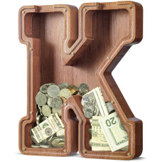 Summidate Extra Large Wooden Piggy Bank Piggy Bank For Boys Girls Toddler Alphabet K Money Bank Coin Bank Birthday Gift For K