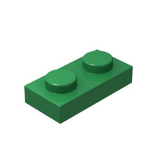 Classic Building Bulk 1X2 Plate, Green Plates 1X2, 100 Piece, Compatible With Lego Parts And Pieces 3023(Color:Green)