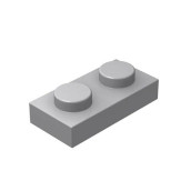 Classic Building Bulk 1X2 Plate, Light Grey Plates 1X2, 100 Piece, Compatible With Lego Parts And Pieces 3023(Color:Light Grey)