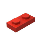 Classic Building Bulk 1X2 Plate, Red Plates 1X2, 100 Piece, Compatible With Lego Parts And Pieces 3023(Color:Red)