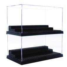 Minifigure Display Case For Action Figures Blocks Dustproof Acrylic Display Box Storage With 3 Movable Steps For Collection Mod