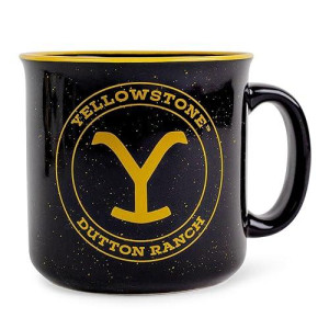 Silver Buffalo Yellowstone Dutton Ranch Ceramic Camper Mug | Bpa-Free Coffee Cup For Espresso, Tea | Holds 20 Ounces
