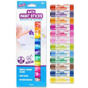 Tub Works Bath Paint Sticks Bath Toy 12 Count Nontoxic Washable Bathtub Paint For Kids Toddlers Twistable Sticks Draw Sm