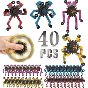 40 Pcs Fidget Spinnersdiy Deformable Robot Fingertip Toysdecompression Spinnerdeformable Creative Mechanical Gyro Toysstress