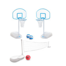 Dunnrite Clear Shot 2In1 Full Court Pool Basketball Volleyball Game Set