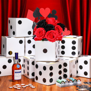 Jexine 15 Pcs Dice Favor Boxes 7 X 7 X 7 Inches Casino Theme Party Decorations Three Dimensional Dice Decor For New Year Centerp