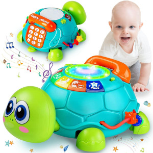 Ussybaby Baby Crawling Toys 6 To 12 Months Baby Turtle Musical Toys For 1218 Months Phone Hand Drum Toy Baby Toys 7 8 9 10 1