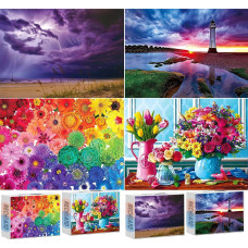 Jigsaw Puzzles For Adults 4 Pack 1000 Pieces Nature Landscape Scene Challenging Puzzle Perfect For Family Activity Game Nights