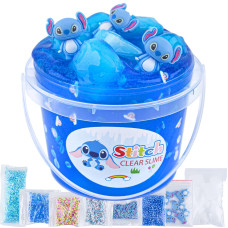 Crystal Slime Blue Clear Jelly Cube Glimmer Crunchy Slime With 8 Addins Idea Stress Relief Toy Kids Party Favor Birthday Ea