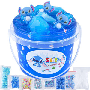 Crystal Slime Blue Clear Jelly Cube Glimmer Crunchy Slime With 8 Addins Idea Stress Relief Toy Kids Party Favor Birthday Ea