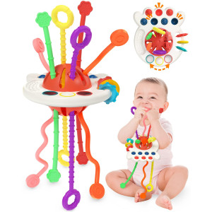 Yetonamr Baby Sensory Montessori Toy For 61218 Months Pull String Silicone Teething Toy Birthday Gift Travel Toy For 1 2 Yea