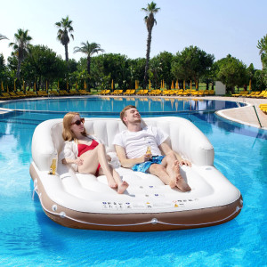 S Afstar 23 Person Inflatable Pool Float 71X71 Giant Inflatable Island Bed With Upf50 Retractable Canopy Builtin Cup