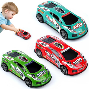 Zohanindl 7 Inch Friction Power Car Toys Set Push And Go Pull Back Trucks Wind Up Race Car 3 Pack Suitable For Toddlers 3 4 5 6