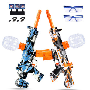 2 Set Electric Splatter Blaster Toy Outdoor Team Games Christmas Halloween Birthday New Year Gift For Ages 14Orange Blu