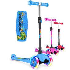 Beleev Scooter For Kids Ages 26 3 Wheel Dinosaur Scooter For Toddlers Girls Boys Pu Lightup Wheels 4 Adjustable Height Lea