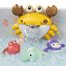 Tumama Baby Bath Toy Bath Bubble Maker Machine With Music 3 Windup Bathtub Toys Crab Shower Water Toy For Toddlers Kids Boys Gr