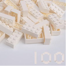 Classic Building Bricks 100 Pieces 2X4 White Classic Brick Block Parts And Pieces 3001 Compatible With Lego Age 6 Creative B