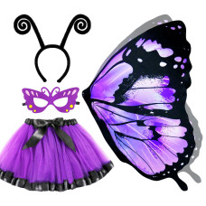 Irolehome Kids Fairybutterflywingscostume For Girls Toddler Dressup Clothes Tutu Antenna Mask Halloween Gifts Party Toys