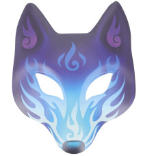 Amosfun Halloween Fox Mask Masquerade Costume Mask Animal Carnival Party Cosplay Mask Japanese Kitsune Mask For Men Women 1Pcs