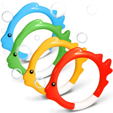 Novelty Place 4Pcs Diving Ring Set Throw Dive Retrieve Toys Underwater Swimming Pool Play Accessories Fish Shape Dive Ri