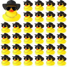 Sotiff 48 Sets Cowgirl Rubber Duck Squeaky Duck Bath Party Toy Duckies Car Dashboard Decorations With Mini Hat Necklace And Sung