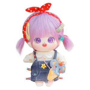 Niannyyhouse 20Cm Plush Doll Purple Girl Humanoid Stuffed Body No Attribute 8 Normal Body Wearable Clothing Dress Up Gifts A