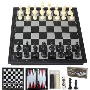 Travel Chess Set 3 In 198 Inch Chess Checkers Backgammon Set Magnetic Travel Board Games Portable Travel Games