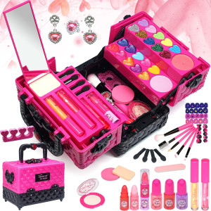 Makeup Kit Toys For Girls Kids Makeup Kit For Girl Washable Real Makeup Kit Toy For Little Girls Toddler Make Up Nontoxic