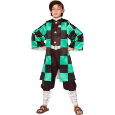 Inspirit Designs Demon Slayer: Kimetsu No Yaiba Kids Tanjiro Komada Costume | Officially Licensed | Cosplay Costume | Group Costume | Anime Costume