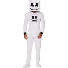 Inspirit Designs Marshmello Adult Shirt And Mask Costume Kit | Officially Licensed | S-Xl Sizing Available