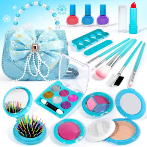 Uloveme Kids Real Makeup Kit For Little Girls Real Non Toxic Washable Make Up Toy Toys Gift For 3 4 5 6 7 8 9 10 12 Years