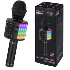 Zzlwan Bluetooth Karaoke Microphone Wireless Machine Handheld Karaoke Mic Speaker For Kids Adults Singing Black