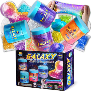 3516 Fl Oz Galaxy Glowing Slime For Kids Funkidz 1040Ml Premade Space Slime Pack Toy For Girls Boys Slime Kit With Neon Glow