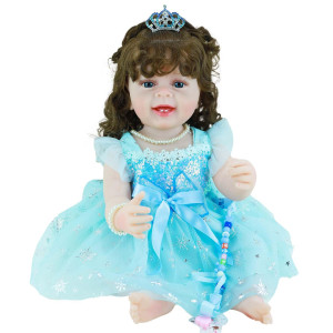 Tvqbxp Reborn Baby Dolls Girl 22 Inch Lifelike Reborn Toddler Dolls Full Body Vinyl Silicone With Long Hair Beautiful Realisti