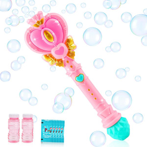 Tlkiaa Bubble Wand For Kids Princess Toys Heart Bubble Machine Blower Maker Outdoor Toy With Light Party Birthday Gifts Easter