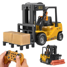 Mscredse Remote Control Forklift Cranes 6 Channel 2 Mode Rc Forklift Truck With Spray Sound And Lights Construction Toys 24Ghz