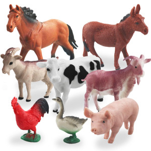 8 Pcs Big Animal Figurines Toys Farm Realistic Plastic Animals Playset Educational Preschool Learning Toy Playset For Kids Tod