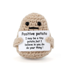 Mini Funny Knitted Wool Potato Toy With Positive Card Creative Cute Crochet Doll Cheer Up Gift For Friends Parties Christmas