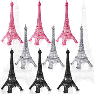 Wesiti 9 Pcs Eiffel Tower Statue Decor Alloy Metal Paris Eiffel Tower Decor French Eiffel Tower Decoration Gift For Cake Topper