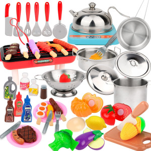 Holycco Play Kitchen Accessories Kitchen Set For Kids With Play Pots And Pans Bbq Camping Kitchen Playset Pretend Kids Kitche