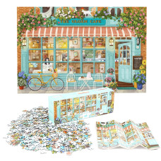 Puzzles For Adults 1000 Pieces Momibook Jigsaw Puzzles Of Coffee Store Painting Image 75X50Cm295X197 Toys Game Puzzl