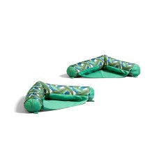 Big Joe Noodle Sling 2 Pack No Inflation Needed Pool Seat With Armrests Green Tropical Palm Double Sided Mesh 3Ft