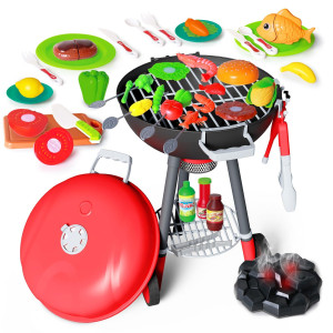 Yalujumb 68Pcs Toy Bbq Grill Setkitchen Toy Setbarbecue Kitchen Cooking Playset With Realistic Spraylightsoundkids Grill Pl