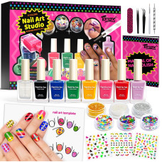 Tomons Nail Polish Set Non Toxic Kids Nail Polish Kit For Kids Ages 712 Birthday Gifts For 6 7 8 9 10 11 12 Year Girl Glitter