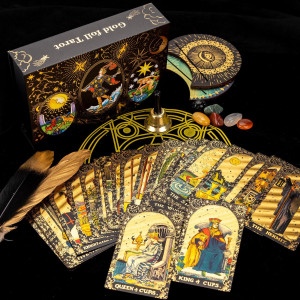 Oceanwings Classic Tarot Cards Deck Set With Guidebook Gold Foil Waterproof Tarot Cards Fortune Telling Toy With Crystalpendulu