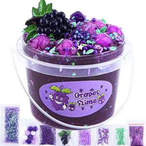 Clear Slime For Kids Purple Grape Slime Kit For Girls And Boys Age 812 Crunchy Slime With Jelly Cubes Non Stick Slime With 8