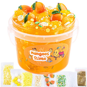 Clear Slime Orange Mango Clear Jelly Cube Glimmer Crunchy Slime Kit With 8 Addins Idea Stress Relief Toy Kids Party Favor B