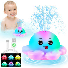 Gigilli Octopus Bath Toys Baby Pool Toys Water Table Spray Toy For Toddlers 13 24 Girls Light Up Baby Bath Toy Sprinkler 61