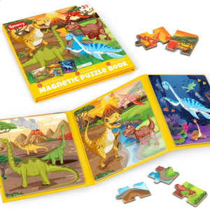 Synarry Magnetic Dinosaur Puzzles For Kids Ages 35 20 Pieces Puzzles For Toddlers 24 Children Travel Activity Toys Games Gif