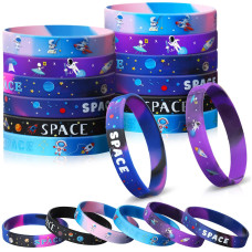 Outer Space Party Silicone Bracelets Alien Astronaut Toys Rubber Wristbands Alien Astronaut Toys Galaxy Star Space Party Favor